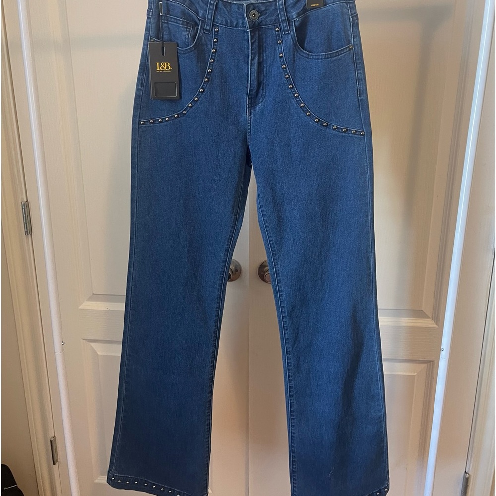NWT Lucky & Blessed Studded High Rise Trouser Style Jeans